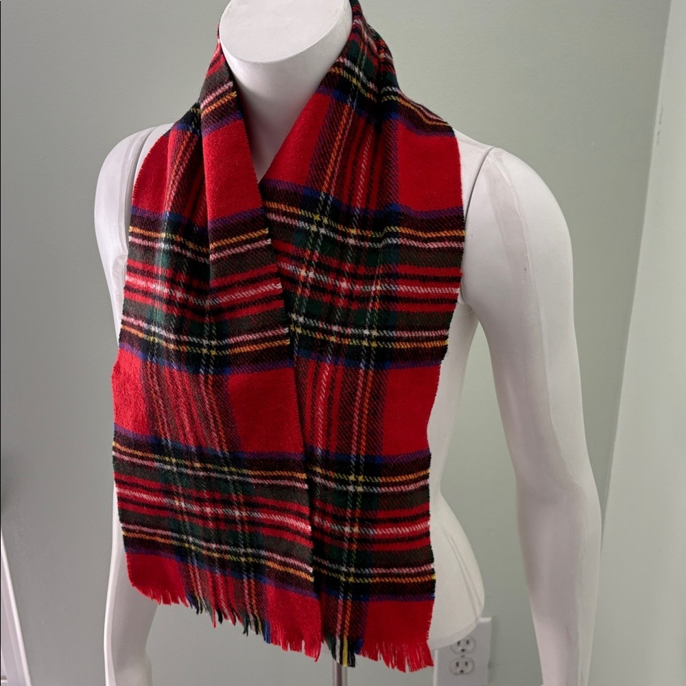 Vintage Royal Stewart Red Plaid Wool Scarf